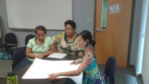 A small group in American Samoa brainstorms the major climate change impacts to the Territory.