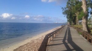 The walkway along Beach Road in Garapan, CNNI.